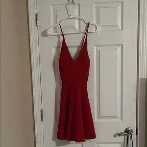 City Studio Red V-Neck Mini Dress